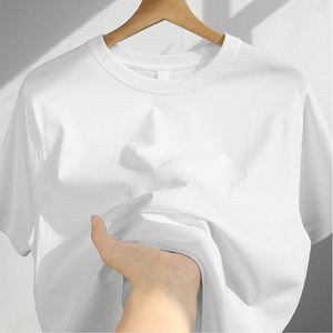 Breathable Cotton T-Shirt <b>White</b> Crewneck Relaxed Fit Soft Short Sleeve Casual Basic <b>Tee</b> Custom Logo Retailers OEM Wholesale DDP - Product Image 2
