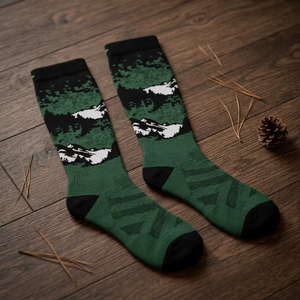 Men's Customized Merino Wool Spandex/Polyester Anti-Bacterial Digital Print <b>Socks</b> Cozy Warm Breathable Crew <b>Moisture</b> Wicking - Product Image 1