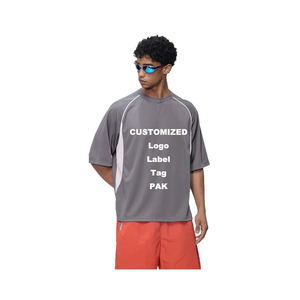 Customized Men's Oversized Sporty T-<b>Shirt</b> Short Sleeve Quick Dry 100% Polyester Jersey O-Neck Solid Color Front Logo Print - Product Image 1