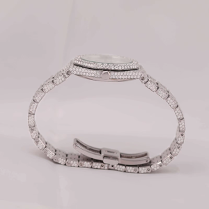 Luxury Diamond Look Quartz <b>Watch</b> Stainless Steel Band Analog Wristwatch Round Case Sapphire Crystal for <b>Women</b> - Product Image 2