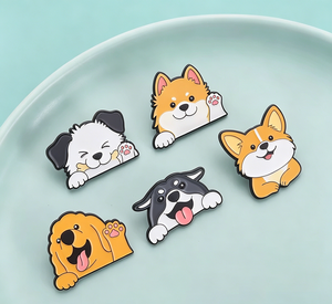 Broches de Esmalte de Perros de Dibujos Animados: Lindos Border <span class=keywords><strong>Collie</strong></span>, <span class=keywords><strong>Golden</strong></span> Retriever, Husky Siberiano, Corgi. Divertidos para el Año Nuevo. - Product Image 4