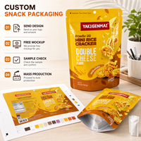 Faible MOQ 100 pièces, Sachet personnalisé pour snacks, conception gratuite, sac refermable en plastique laminé de qualité alimentaire pour l'emballage de chips et de craquelins de riz