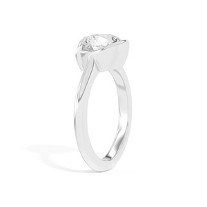 Bague de fiançailles de luxe pour femme Ando Brilliant Sloping Semi-Bezel en or massif 14 carats avec diamant taille poire certifié IGI - Product Image 2
