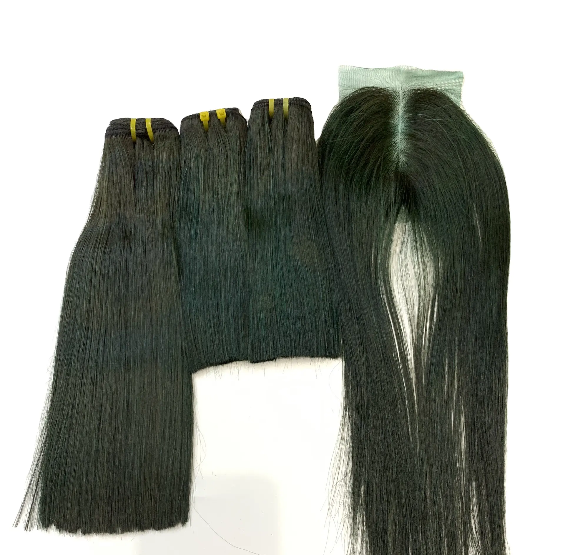 Pacotes de cabelo com fecho, faça cabelo humano cheio 10a 12a grau brasileiro extensão de cabelo liso barato