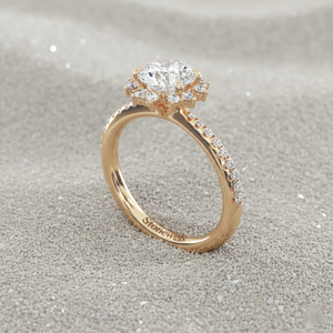 แหวนหมั้นทรงวินเทจ Aureola Diamond Halo ชุบทองคำสีกุหลาบ สำหรับทองคำที่ได้รับการรับรอง - Product Image 2