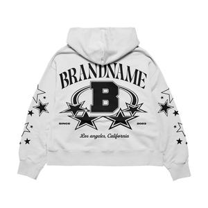 Sweat-shirt à capuche pour homme, coupe décontractée, coton blanc, tissu French Terry, coupe classique, imprimé étoiles, streetwear décontracté d'automne - Product Image 2