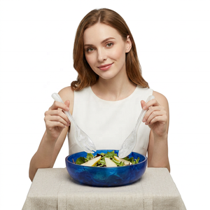 Ensemble d'ustensiles élégants en résine pour salade, faits à la main, écologiques, personnalisables, durables, légers, faciles à nettoyer, compatibles lave-vaisselle et micro-ondes - Product Image 1