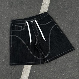 New Custom Denim Shorts High Quality Vintage Breathable <b>Button</b> Short <b>Jean</b> Homme Heavyweight Baggy Raw Men's Shorts Casual - Product Image 1