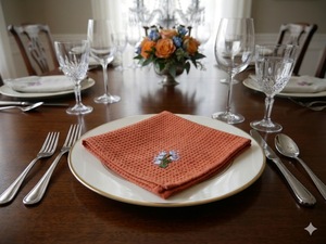 Premium Embroidered Waffle Cotton Napkin | Soft Reusable Dining <b>Cloth</b> for Home & Restaurant - Product Image 1