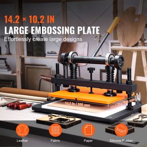 Fustellatrice Manuale per Taglio Pelle, Macchina da Taglio con Piastra per Goffratura 14.2 X 10.2, Corsa di Pressione 0.47, Doppio Albero Guida - Product Image 2