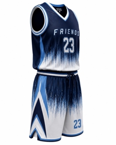 Conjunto de camiseta de baloncesto Friends para hombre, sin mangas, con cuello en V, diseño degradado sublimado, uniforme deportivo de secado rápido - Product Image 4