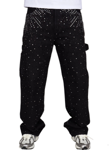 Pantalones de Pierna Ancha de Cintura Alta para Hombre con Estampado de Lunares y Cierre de Botones, Estilo Casual - Product Image 3