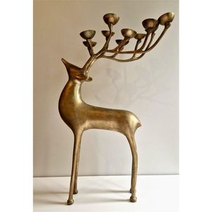 Support de bougie en métal doré en forme de bois de cerf, sculpture artistique moderne, décoration de table, ornement pour les fêtes, l'hôtellerie et le salon, vente en gros - Product Image 1