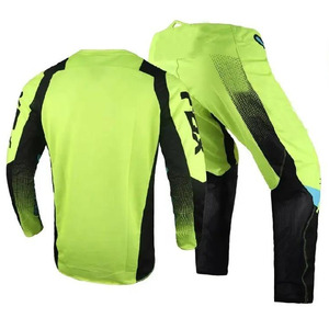 Men Full Sleeve Motorcycle Racing Jersey Pants Set Gray <b>Neon</b> Green Sublimation Print Quick Dry All Seasons - Product Image 3