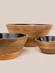 Tazón de servicio hecho a mano de madera de acacia pulida con logotipo personalizado de alta calidad estilo americano de Falak World Export - Product Image 5