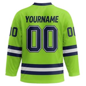 Maillot de hockey sur glace sublimé vert citron pour hommes, col en V, rayé, en polyester, pour le sport, les matchs et les tenues d'équipe - Product Image 2