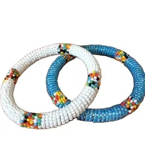 Vintage Style Seed Beads Embroidery <b>Bracelet</b> Premium Craft Design Soft Cotton Seed Beads Embroidered <b>Bracelet</b> Adjustable - Product Image 6
