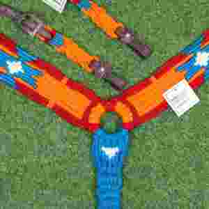 Juego de arreos para caballo de mohair naranja, azul y rojo con cuero argentino, cabezada de mohair de 32 pulgadas para caballo - Product Image 4