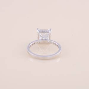 IGI Certified Princess Cut Diamond <b>Solitaire</b> Engagement & Wedding <b>Ring</b> in Solid 925 Sterling <b>Silver</b> with Pavé Band - Product Image 3
