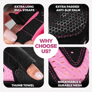 Women Workout <b>Gloves</b> Breathable Gym Fitness <b>Gloves</b> <b>With</b> Enhanced <b>Grip</b> Palm Cushion Wrist Support For Weightlifting Cycling OEM - Product Image 4