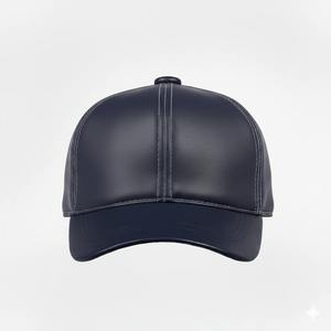 หมวกเบสบอลหนังแท้สีดำล้วน 6 แผ่น สำหรับผู้หญิงและผู้ชาย - Product Image 3