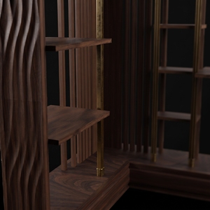 Étagère d'angle moderne en bois à 3 niveaux, légère, avec étagères réglables et lattes verticales pour armoire - Product Image 3