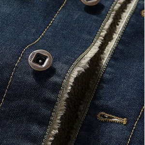 Chaqueta Vaquera Resistente Estilo Vintage con Estampado a Rayas y Detalle de Encaje, Estilo Dulce, Chaqueta de Invierno para Hombre, Cálida, con Logotipo Personalizado - Product Image 5