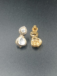 Luxury Women's 18K Gold Plated Round Brilliant Cut Diamond Classic <b>Stud</b> <b>Earrings</b> Flower Shape Gift Jewelry - Product Image 1