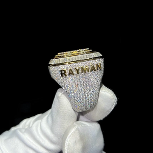 Moissanite Mens Statement <b>Ring</b> Iced Out Hip Hop Luxury Gold Tone Custom <b>Name</b> <b>Ring</b> Fashion Jewelry Gift - Product Image 1
