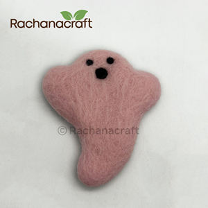 Fantasma de Fieltro de Lana Hecho a Mano, Decoración Artesanal Rosa para Halloween y Suministros para Manualidades, Mini Fantasma de Fieltro Suave y Adorable - Product Image 2