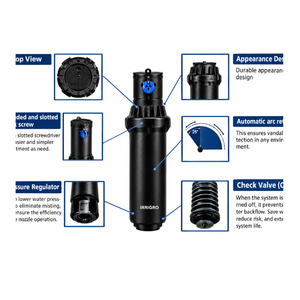 Aspersor Rotatorio IG-RT 60 – Aspersor de Riego Duradero con Regulador de Presión, Válvula de Retención y Retorno Automático del Arco - Product Image 1