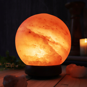 Lampe ronde en sel rose de l'Himalaya naturel, sel de roche poli, lampe de table pour la décoration de la maison, Feng Shui - Product Image 3