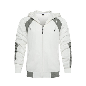 Ensemble de survêtement pour homme, couleur unie blanc-gris, avec sweat à capuche zippé et pantalon, style décontracté pour l'automne, manches longues, design uni, survêtements personnalisés - Product Image 6