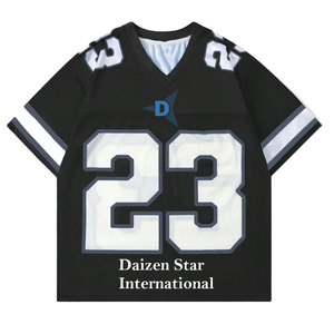 Maillot de football noir en mesh pour homme Daizen Star International, numéro 23, avec application en twill, col rond, manches courtes - Product Image 1