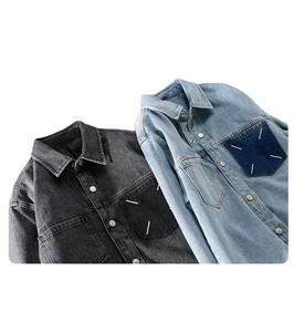 Vêtements de rue imprimés sur mesure pour hommes 100% coton surdimensionné à manches longues multicolore jean chemise en jean chemises pour hommes - Product Image 5