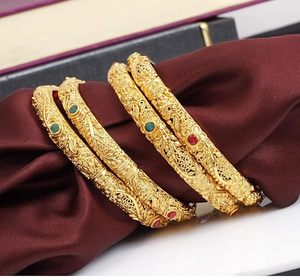 Haoqing Unisex 24K Gold Plated Bezel Setting Trendy Hexagon Shape <b>Copper</b>/Brass Ethiopian Bangle India Style Wedding <b>Bracelet</b> - Product Image 4