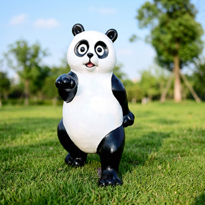 Estatua de Panda de Jardín de Resina Pintada a Mano, Tamaño Real, Duradera, Escultura de Animal - Product Image 1
