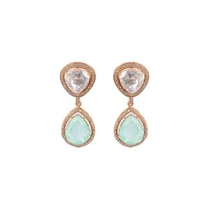 Ensemble de boucles d'oreilles élégantes en argent sterling 925 avec pierres précieuses émeraude vert clair pour femmes, pour mariage et fiançailles. - Product Image 2
