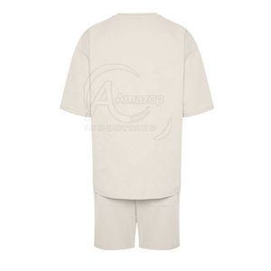 Unique Simple Style Breathable Cotton Made T-<b>Shirt</b> & <b>Shorts</b> <b>Set</b> Drawstring Wholesale <b>Men</b> Casual T-<b>Shirt</b> & <b>Shorts</b> <b>Set</b> - Product Image 4