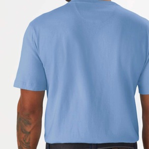 Men's Light Blue Cotton T-<b>Shirt</b> Regular Fit O-Neck Short Sleeve Casual Solid Color Jersey Knitted Plain Dyed - Product Image 3