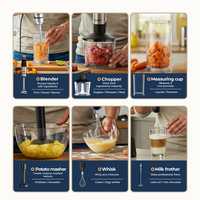 Ensemble de mixeur plongeant puissant 6-en-1 1200W, mixeur plongeant professionnel pour une cuisine saine à la maison, soupes et aliments pour bébés