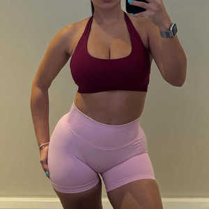 Shorts de cyclisme taille haute pour femmes, effet froncé aux fesses, pour gym, yoga, fitness, course à pied, cyclisme, sans couture, respirants, logo personnalisé, fournisseur en gros - Product Image 3