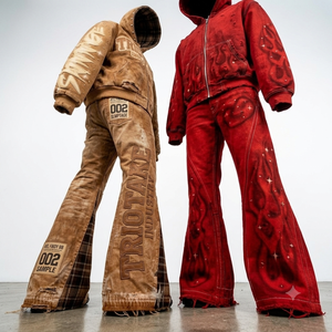 Conjunto de Sudadera con Capucha y Pantalones Deportivos Extra Grandes para Hombre, Estilo Vintage Lavado al Ácido, Corte Holgado, 100% Algodón Felpa, Fabricado por TRIOTAKE INDUSTRY - Product Image 3