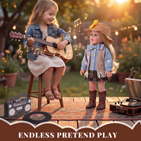 Muñeca Reborn de Vinilo Completo Yaney de 16 Pulgadas de Babeside, Niña con Cabello Rubio Largo y Rizado, Traje de Cantante Country, Muñeca Realista