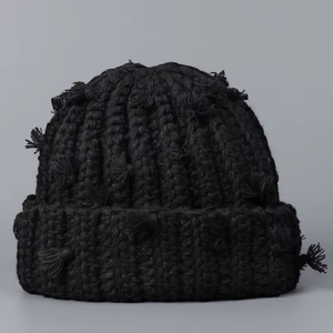 Gorros de Invierno de Punto Grueso con Diseño de Calavera Desgastada para Mujer al por Mayor, Gorros Hip Hop con Etiqueta Personalizada y Colorida para Streetwear - Product Image 2