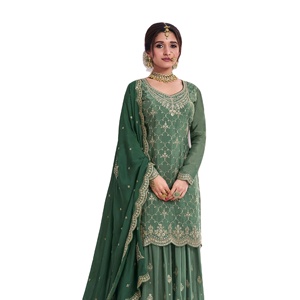 Haute qualité nouvelle collection d'été pakistanais indien brodé fête porter des robes pour dames 3 pièces Sharara costumes mode chaude! - Product Image 1