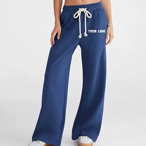 Pantalones deportivos de invierno para mujer, de forro polar, con corte acampanado, cálidos, casuales, con cremallera, para yoga, joggers, con encaje y patchwork - Product Image 1