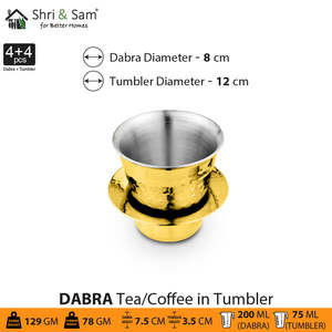 4 PCS Dabara de café martillado en vaso de doble pared de acero inoxidable con revestimiento de PVD dorado Colección Congo - Product Image 4