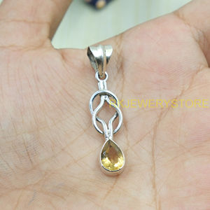 Pendentif en citrine naturelle, argent sterling 925, pendentif en citrine fait main, bijoux minimalistes pour femmes, vente en gros d'argent et de citrine - Product Image 5