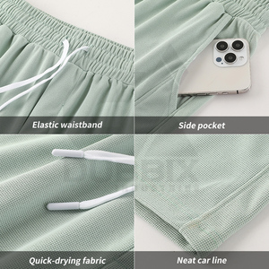 Shorts de sport pour hommes en gros, taille mi-haute, respirants, avec logo personnalisé, motif uni, en toile, pour activités de plein air et entraînement décontracté, pas chers - Product Image 6